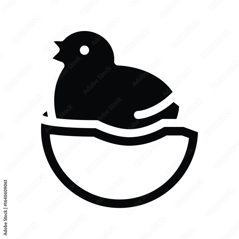 Poster chick with half of egg solid icon vector design good for web or mobile app