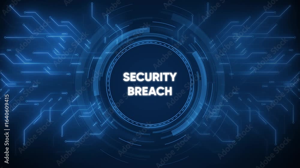 Aufkleber animated visualization depicting a security breach within a digital network