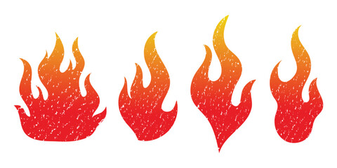 Set of fire icons  Flame design of different shapes  Bonfire images 