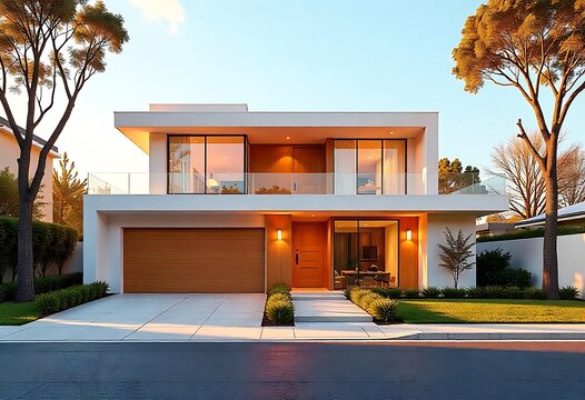 A modern, minimalist house with a flat roof and large glass windows, set against a transparent background, captured in a high-definition PNG stock photographic image, sunny day.