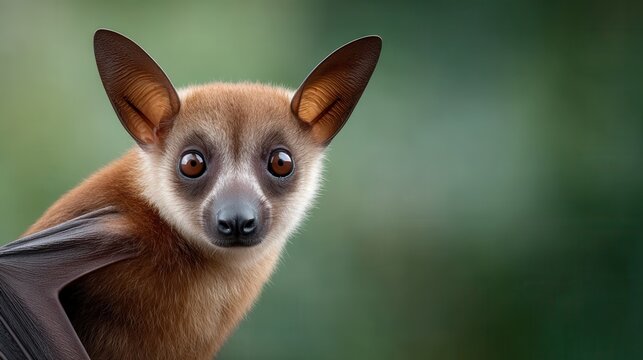 Intricate details reveal the captivating charm of a fruit bat's face in stunning close-up view