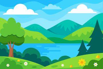 Cartoon nature scene