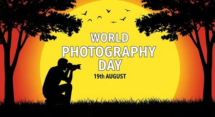 Silhouette of photographer capturing world photography day at sunset