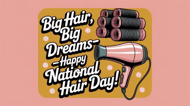 Big hair and big dreams celebrate National Hair Day with joyful retro vibes and vibrant illustrations