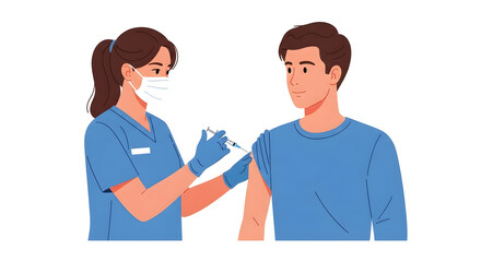 Obraz premium Nurse Administering Vaccine to Patient. Healthcare Worker Giving Immunization Shot. Medical Prevention and Health Concept.