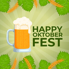 Vector illustration of Happy Oktoberfest social media template
