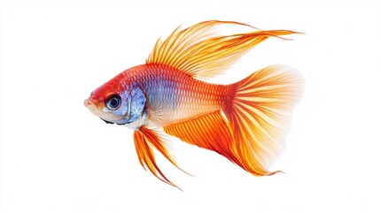 Fototapeta premium One beautiful colorful tropical fish isolated on white background. Simple style, natural look.