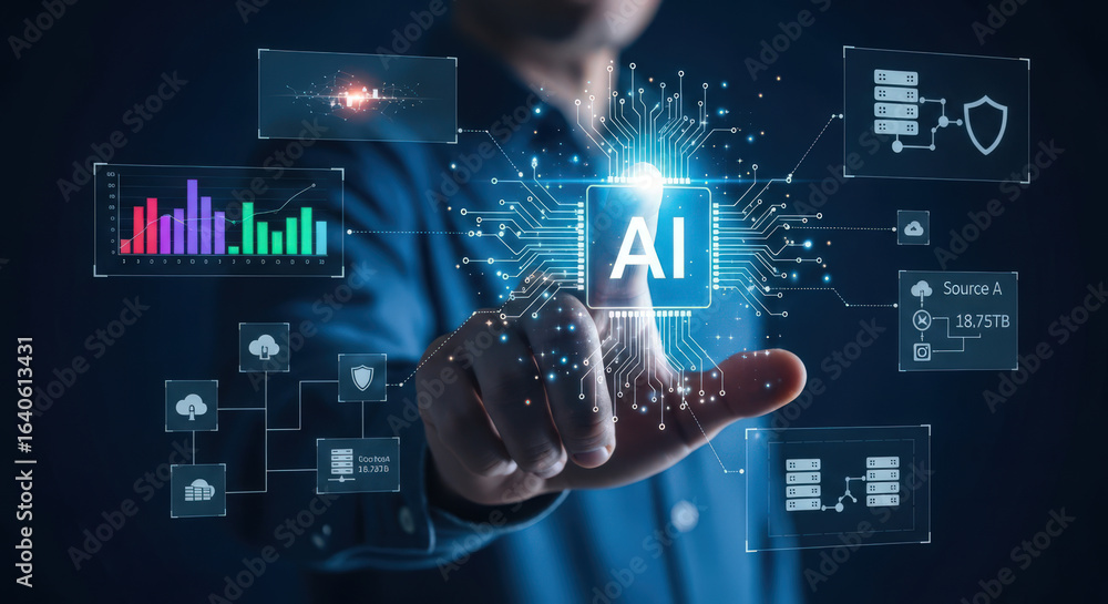 Poster ai-powered data analysis and visualization for business intelligence and strategic decision making t