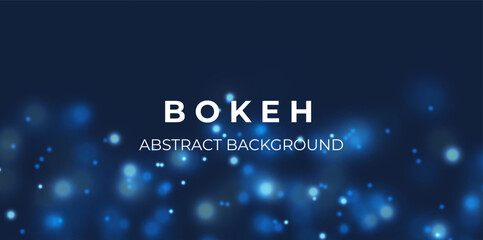 Blue bokeh light background. Sparkle effect with particles. Magic overlay dust. Glitter blur texture.