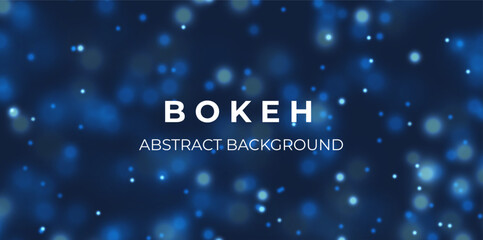 Blue bokeh light background. Sparkle effect with particles. Magic overlay dust. Glitter blur texture. © fantasyform