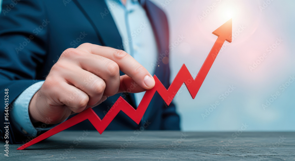 Poster elevate your business strategy a dynamic visual representation of growth and success with a hand gui