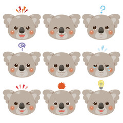コアラのイラストセット　顔表情のみ