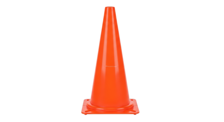 Vibrant orange traffic cone stands upright, signaling caution and guidance.