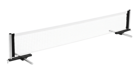 A table tennis net with a colorful illuminated pattern across the netting.