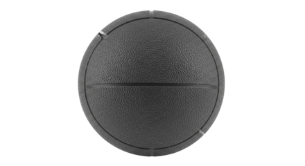 Textured gray ball features symmetrical design details and a smooth finish.