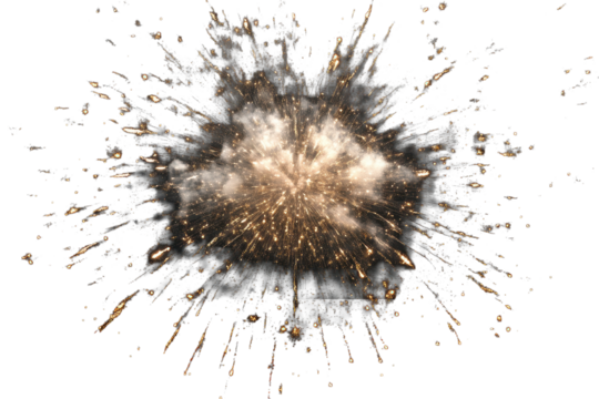 Festive fireworks bursting in vibrant display against transparent background lighting up the night sky with sparkling brilliance during celebration
