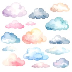 Collection of pastel-colored clouds