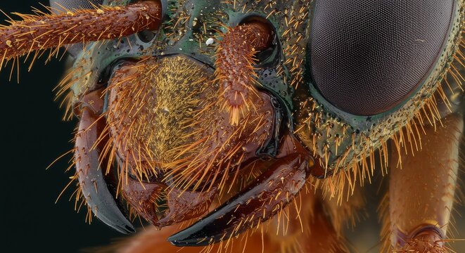 Astonishing Macro View: Intricate Details of an Insect's Mouthparts Unveiled with Precision