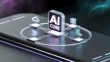 AI Core Conceptual Technology Illustration Showcasing Foundational Artificial Intelligence Principles, Neural Network Architecture, Data Processing Pipelines, Machine Learning Algorithms