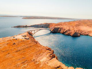 Pag bridge to the island of Pag. The Paski Bridge connecting the island of Pag with the mainland of...