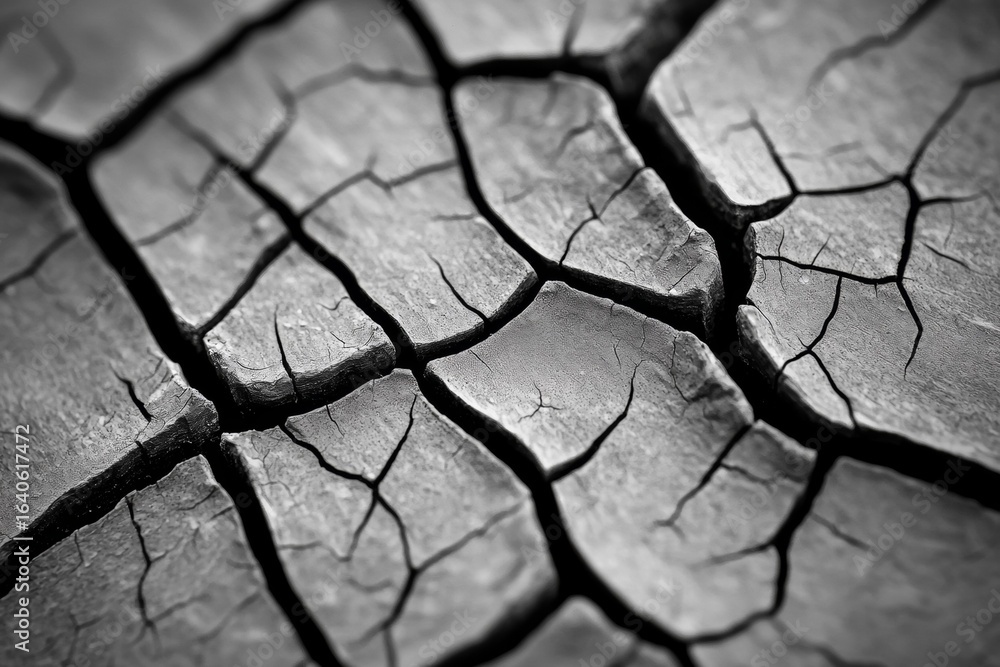 Poster the image is a close up of a rock with deep cracks and fractures