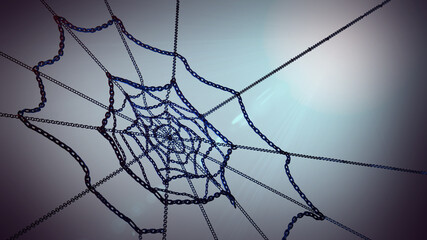 Abstract network metal chain web background render 3d 