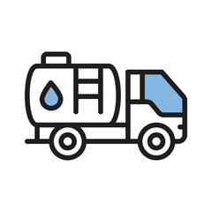 Easy to edit line style icon showing oil tanker