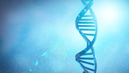 Spiral DNA with a double helical structure background 3d render 