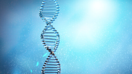 Spiral DNA with a double helical structure background 3d render 