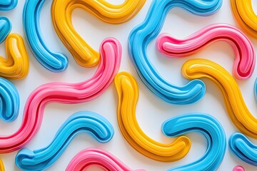 A close-up of colorful paperclips arranged in creative patterns on a white background, celebrating Paperclip Day, 8k, realisti