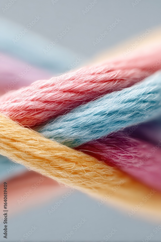 Poster colorful threads intertwined create vibrant and dynamic texture,