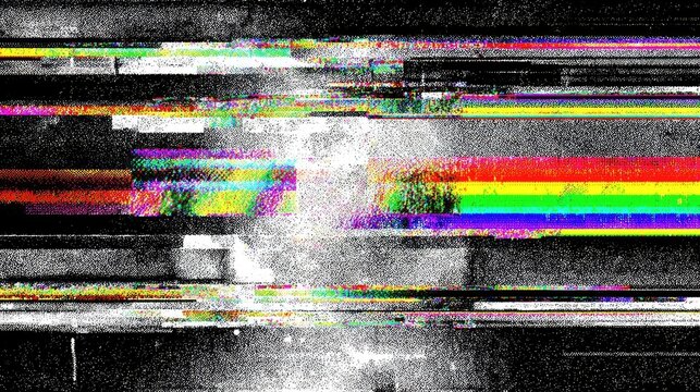 Glitch art with vibrant color streaks and horizontal lines - Powered by Adobe