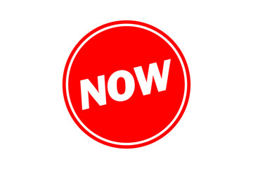 NOW - NOW text written on Red Rubber Stamp 
