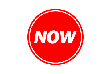 NOW - NOW text written on Red Rubber Stamp 
