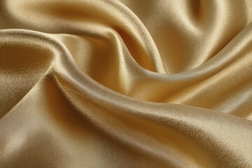 Obraz premium Golden satin fabric drapes in soft folds