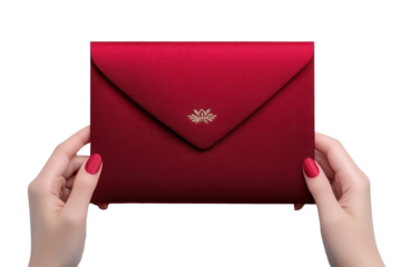 hand holding envelope with red envelope