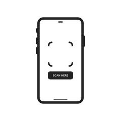 Smartphone QR Code sign with scan here text