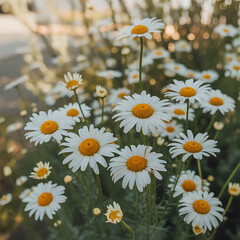 Fototapeta premium Delicate White Flower with Bokeh Background at Sunset