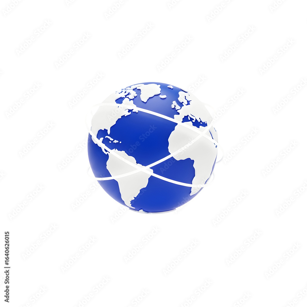 Poster blue globe with network - global communication and technology on transparent background