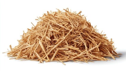 Pile of straw against white background