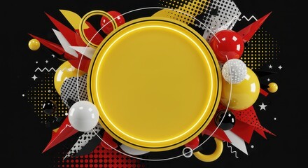 Abstract Design Element: This eye-catching artwork features an array of geometric shapes with vibrant colors and a bold design, making it ideal for any graphic design.