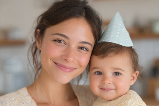 Joyful moment captured between mother and child, celebrating tog