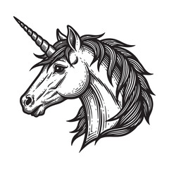 unicorn head illustration perfect for fantasy designs and magical branding