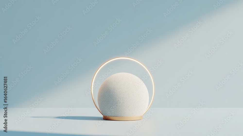 Poster minimalist design showcasing smooth sphere encircled by delicate