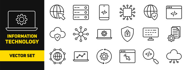IT icon set. Information Technology line icon. Vector