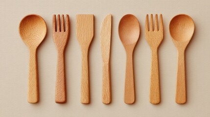Elegant arrangement of wooden utensils showcasing craftsmanship