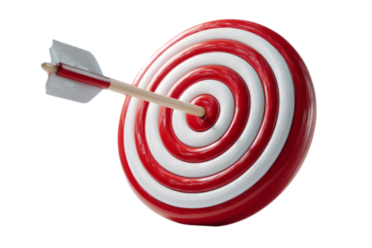 Arrow entering target circle, minimal on white background