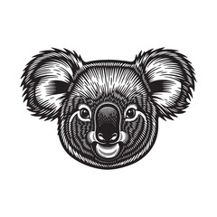 black and white koala illustration perfect for wildlife projects and designs