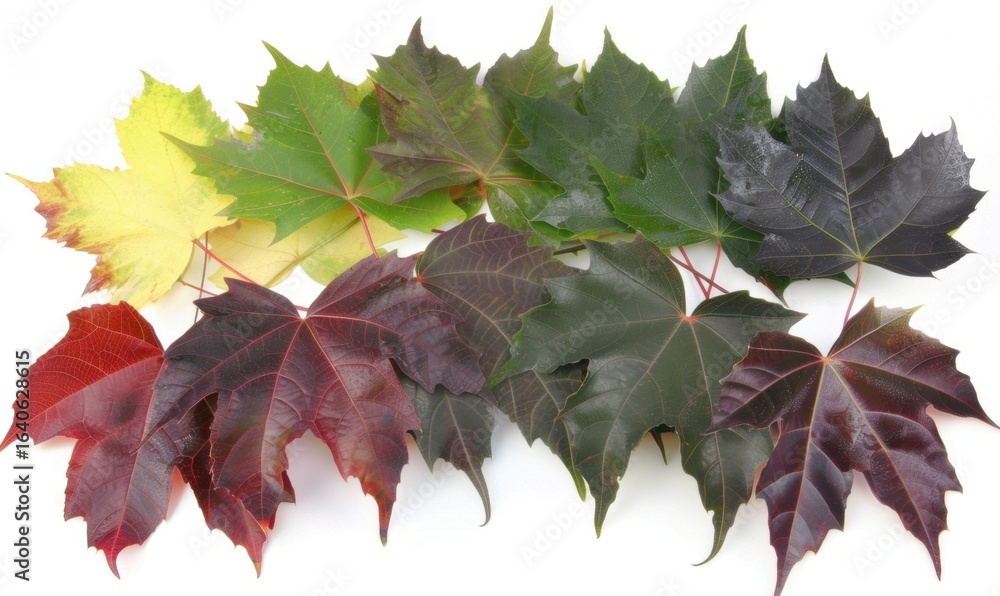 Poster gradient of autumn leaves showing seasonal transition and color spectrum
