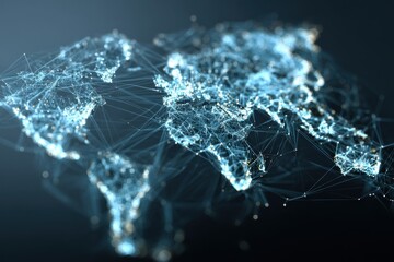 Abstract world map showcasing global network connections with gigapixel clarity illustrating modern interconnectedness of regions and cultures
